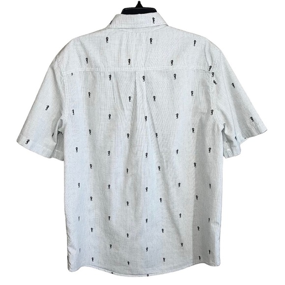 Chaps Shirt Men’s Size L White Black Checks Seahorses Button Front Short Sleeve - Picture 6 of 6